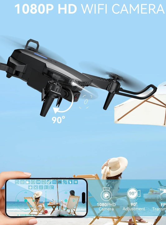E88 Drone with 1080P Camera 2 Batteries One Key Take Off Land Altitude Hold Automatic Avoidance Obstacles 360° Flip