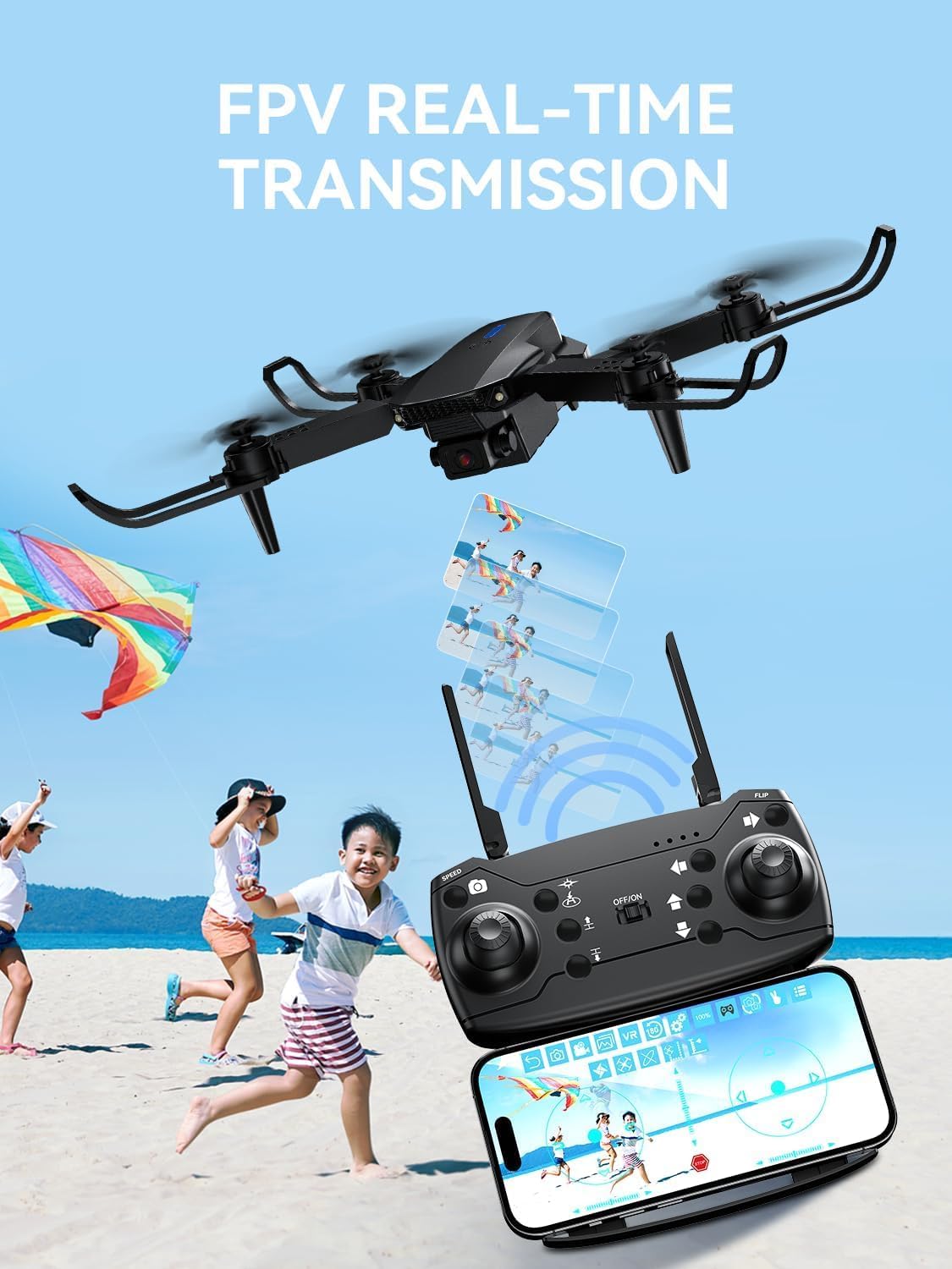 E88 Drone with 1080P Camera 2 Batteries One Key Take Off Land Altitude Hold Automatic Avoidance Obstacles 360° Flip