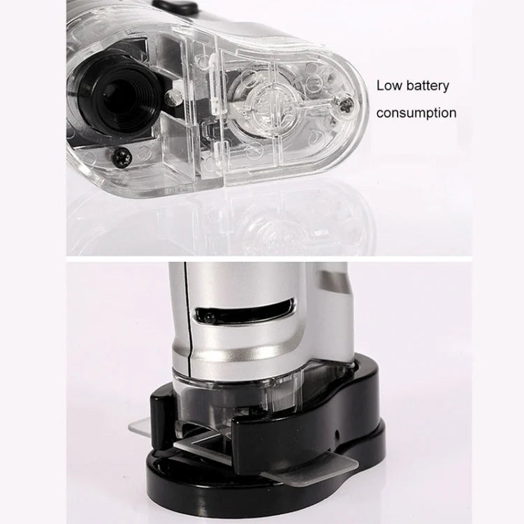 Mini Microscope 20X To 40X with LED Light(Silver)