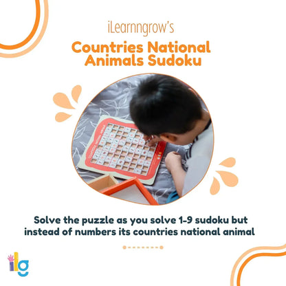 Countries National Animal Sudoku – Educational Wooden Puzzle Game