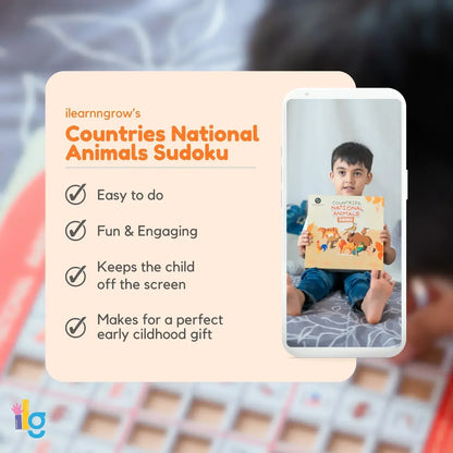 Countries National Animal Sudoku – Educational Wooden Puzzle Game
