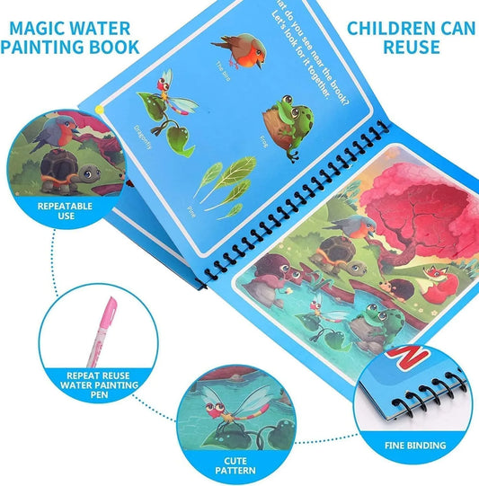 Magic Water Quick Dry Book Water Coloring Book Doodle with Magic Pen Painting Board