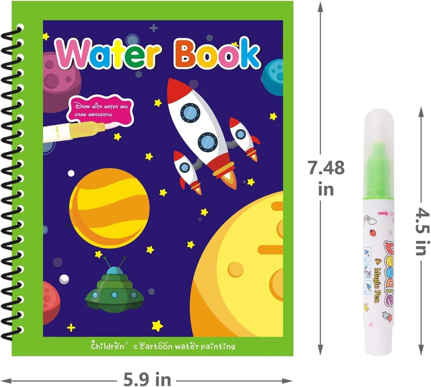 Magic Water Quick Dry Book Water Coloring Book Doodle with Magic Pen Painting Board