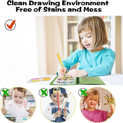 Magic Water Quick Dry Book Water Coloring Book Doodle with Magic Pen Painting Board