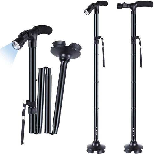 Folding Cane with Led Light, Adjustable Canes and Walking Sticks for Men and Women